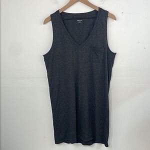 Madewell Heather Gray Knit Dress Shirt Strapless size Large 100% Cotton